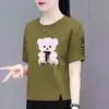Ropa de Comercio Exterior Transfronterizo Estilo Mamá para Mujeres de Mediana Edad y Mayores, Camiseta Asimétrica con Abertura y Manga Corta, Top Camiseta Holgado y Versátil