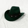 Sombrero Cowboy Occidental de Lana para Hombre y Mujer Europeo y Americano Hebilla de Cuero con Ala Grande Enrollada Sombrero de Copa Sombrero de Fieltro Sombrero de Jazz