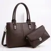 Conjunto de dos piezas de color liso transfronterizo, bolso de moda para mujer, bolso de hombro tipo tote versátil de gran capacidad estilo coreano con retazos