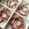 Atacado do Fabricante: Pulseiras de Jade Hotan de Xinjiang, Pulseiras de Jade Candy Multicor com Fio de Ouro, Atacado de Contas Redondas, Suprimento para Transmissão ao Vivo de Jade Natural
