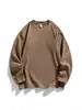Sudadera de manga larga con cuello redondo para hombre, corte holgado, color liso, top deportivo casual para primavera y otoño, sin capucha