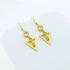 新款进口钻石吊坠耳环 日韩国显瘦脸耳环几何三角形耳饰百搭耳坠