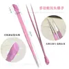 Pinzas de Punta Herramienta para Uñas Cabeza de Silicona Clip Presionable para Pegatinas Diamante Acero Inoxidable Punta Recta Pinzas Especiales Manuales