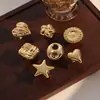 Pendientes y Anillos Geométricos de Corazón y Estrella de Acero Inoxidable Originales Transfronterizos, Diseño de Nicho, Lujo Ligero, Accesorios Versátiles