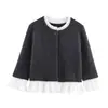 Ropa Europea y Americana Transfronteriza Aliexpress Popular Chaqueta de Punto con Empalme de Popelina