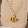 Collar de Acero de Titanio de Alta Calidad Inalterable para Mujer Alto Sentido del Diseño Regalo para Madre Cadena de Hueso de Serpiente Calabaza de la Fortuna Estéreo