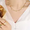 Nueva Marea Nacional Celebridad de Internet Estilo Chino Popular Piedra Dongling Perla de Agua Dulce Hebilla Ot Diseño Collar sin Caída Cadena para Clavícula