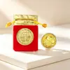 Año de la Oveja Moneda de la Suerte de Lámina de Oro Imitación Moneda Conmemorativa Tarjeta Bolsa de Tela Roja Saludo de Año Nuevo Seguro Buena Suerte Pequeño Regalo