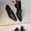Versión de Piel de Oveja Adelgazante Versátil para el Trabajo Mocasines de Piel Genuina para Mujer, Punta Cuadrada Francesa Slip-On Tacón Grueso Zapatos de Piel con Estilo