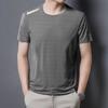 Camiseta Masculina de Manga Curta Verão Tendência Marca Seda de Gelo Fina Gola Redonda Solta Secagem Rápida Camiseta Verão Versátil Casual