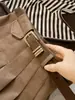 Falda plisada de gamuza para mujer, nuevo diseño de otoño, falda versátil de línea A de cintura alta que disimula las caderas y crea un efecto adelgazante, falda corta vintage