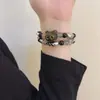 Pulsera de Gato con Perlas Negras Estilo Dulce Fresco Nicho Pulsera Linda Vintage de Perlas Agrietadas por el Hielo Estilo Frío de Ins