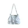 Bolsa Feminina Verão Nova Renda Plissada Moda Versátil Ombro Único Transversal Uso Duplo Série Nylon