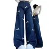 Jeans Americanos de Calle de Cintura Alta para Mujer, Invierno 2025, Pantalones de Pierna Recta Sueltos de Pierna Ancha para Otoño e Invierno