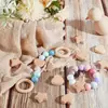 Madera de Haya Creativa Corazón Estrella Cuentas de Madera Color Natural Madera de Haya Flor Oso Cuentas Sueltas Cadena de Chupete DIY Accesorios de Joyería