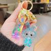 Llavero de conejo de cristal acrílico creativo exquisito llavero para coche colgante para bolso de mujer regalo pequeño al por mayor para máquina de garras