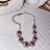 Brincos de ovo de pombo rubi pintados a óleo banhados a ouro 18K oito corações oito flechas tesouro colorido zircônia coração gota d'água diamante cintilante brincos