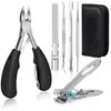 Amazon acero inoxidable manicura 7 piezas ranura de uña pinzas nariz de pollo tijeras piel muerta cuchillo de uña pedicura herramientas para uñas