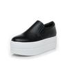 Primavera Nova Sapatos Femininos de Camada Única Estilo Coreano Sapatos Brancos Altura Interior das Mulheres Sapatos de Plataforma Aumentada Sola Grossa Slip-on Salto Alto Casual Sapatos Femininos