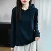 Sudadera casual holgada de algodón puro para mujer, suéter de punto para primavera y otoño, versátil y adelgazante, adecuado como prenda exterior o como capa base
