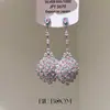 Aretes Ovalados Incrustados de Diamantes, Estilo Retro Europeo y Americano, Brillantes Pendientes de Plata para Noche de Lujo, Joyería de Nicho de Diseñador al por Mayor