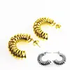 En stock pendientes roscados de acero inoxidable dorado acero de titanio huecos pendientes de resorte tachuelas joyería de comercio exterior europea y americana