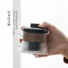 Juego de Té Cerámico Simple para Viaje al Aire Libre de las Dinastías Tang y Song, Una Tetera y Tres Tazas, Taza de Uso Rápido, Bolsa de Almacenamiento Conveniente, Juego de Regalo