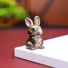Conejo de múltiples formas "adorno de cristal natural relleno de resina" decoración de mascota para el hogar escultura hecha a mano de cristal