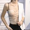 Primavera e Verão Sling Mulheres Curto All-in-One Colete com Almofada no peito