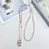 Cadena Cruzada de Cristal Perlado Iridiscente de Lujo para Teléfono, Estilo Largo, Se Puede Usar como Cadena de Mochila, Sensación de Alta Gama, Venta al por Mayor