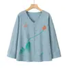 Top de manga larga para primavera y otoño para madres de mediana edad y mayores, Camiseta elegante estilo chino Nuevo estilo chino para personas mayores, Nuevo cárdigan de verano para la abuela
