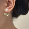 Aguja de plata S925 Corea del Sur Perla Diamante Flor nicho temperamento personalidad versátil diseño de alta gama aretes