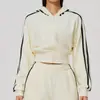 Transfronteriza Nueva Engrosada con Capucha Deportiva para Mujer Bloque de Color Cintura Suelta Longitud de Cintura Casual Transpirable Caliente Chaqueta Corta 3005