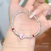 Pulseira de Tornozelo Prata 999 Prata Esterlina Esmalte Feminina Ins Borboleta Flor Amor Nicho Joia de Alta Qualidade para Presente de Namorada