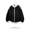 Sudadera retro a cuadros de dos rayas en bloques de color para hombre, nueva de primavera y otoño, chaqueta casual de moda con cuello alto para jóvenes