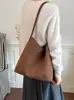 Bolsa vintage de trama grande capacidade estilo despojado 2026 nova outono e inverno ins versátil para trabalho ombro axila bolsa balde