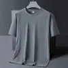 Camiseta Masculina Casual Respirável de Manga Curta com Gola Redonda, Estilo Novo de Verão 2026, Cinza Claro