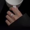 Anillo de plata Nalan s925 para mujer, estilo coreano, con un elegante diamante de seis garras y una elegante apertura, J8225