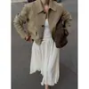 Ropa de Trabajo Casual Transfronteriza Europea y Americana Chaqueta de Manga Larga de Color Puro con Botones para Mujer Otoño e Invierno 2025 Top Versátil Retro