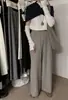 Pantalones de Punto Anchos para Mujer Otoño/Invierno 2026 con Cordón Cintura Alta, Pantalones Casuales Sueltos Cómodos y Versátiles para el Uso Diario