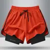 Shorts Esportivos Casuais de Verão para Corrida Masculino Maratona Atletismo Americano Secagem Rápida Forrado Camada Dupla Anti-corrida Calça de Três Pontos