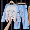 Pijamas para niños, niñas, primavera y otoño, niños, manga larga, finos, dibujos animados, niña pequeña, princesa, estilo occidental, traje de casa para niños grandes