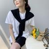 Jia tecido coreano estilo ombro xale cor sólida malha xaile moda feminina lenço B8001