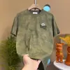 Camiseta de Marca Nueva de Moda Verano 2025 Bordado Pesado Moda Casual para Hombre Tie-Dye Ajustada Cuello Redondo Manga Corta