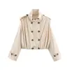 Otoño 2026 Nueva Ropa de Mujer Transfronteriza Europea y Americana Manga Larga Cuello Alto Plisado Casual Chaqueta Corta Cortavientos w107 8933