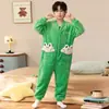 Pijama de una pieza para niños, Otoño e Invierno, Franela Engrosada Anti-Patada Cálido Coral Fleece, para Niños Medianos y Grandes, Ropa de Casa para Niñas