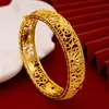 Nuevo Pulsera de Flor de Loto de Cobre Chapado en Oro Vietnamita con Diseño Lujoso, Pulsera de Boda de Filigrana Hueca al por Mayor