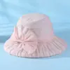 Novo Chapéu de Tecido Fino para Sombra de Verão Feminino Casual ao Ar Livre Moda Laço Chapéu de Pescador Aba Larga Proteção Facial Chapéu de Bacia Tendência