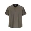 Camiseta de Manga Corta a Rayas con Bloques de Color y Cuello Henley Estilo Americano Retro para Hombres y Mujeres, Estilo Old Money, Corte Relajado y Holgado, Camiseta de Verano de Moda