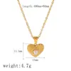 Ins mismo estilo acero de titanio moda alta calidad sin decoloración encantador collar con colgante pendientes de botón de perla en forma de corazón 18k traje